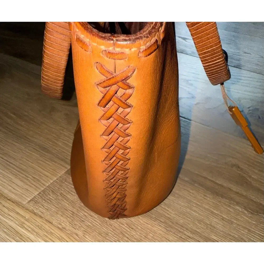 FOSSIL vintage bamboo leather bag